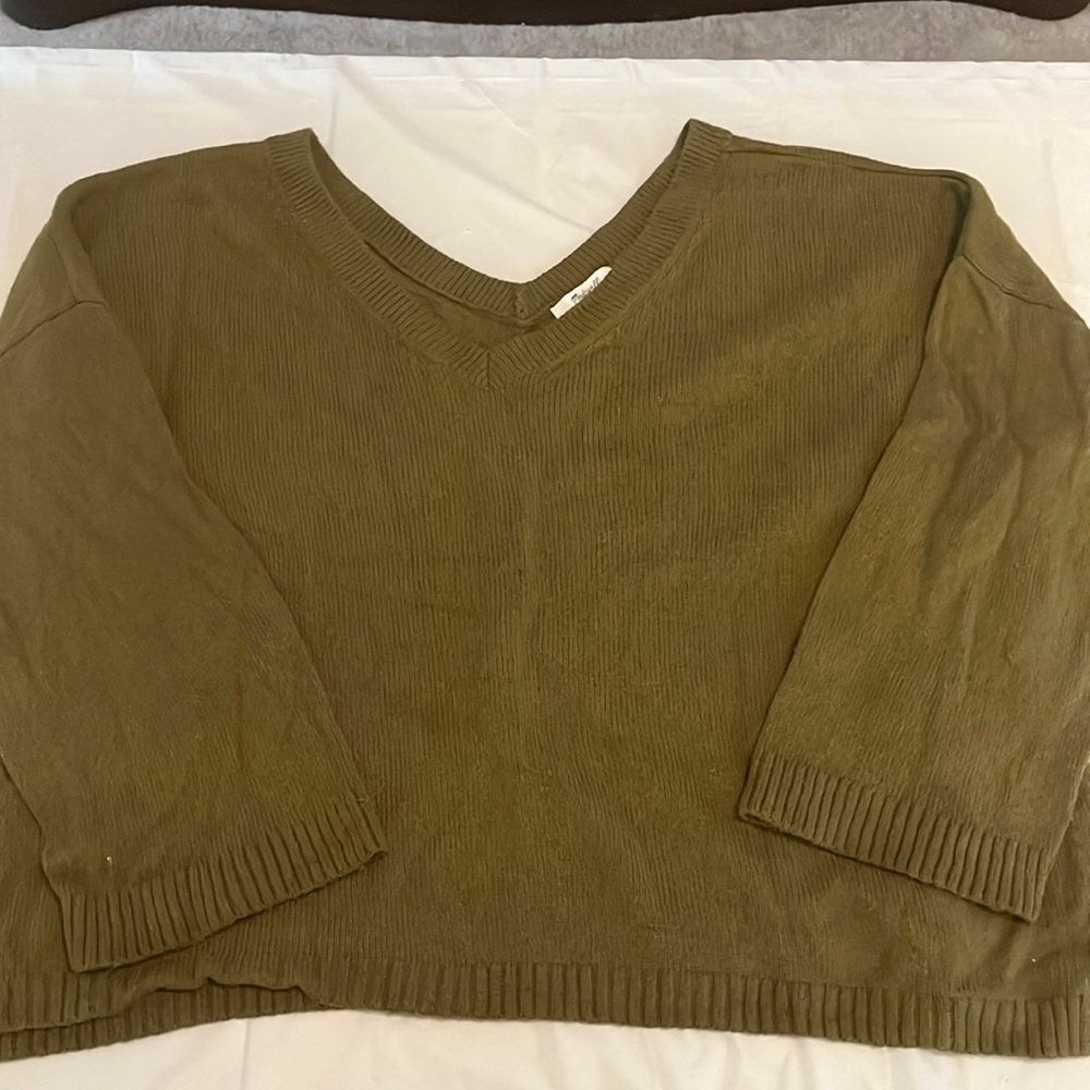 Womens Madewell v neck sweater xl green